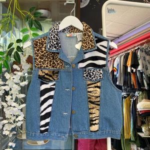 Animal print denim jacket